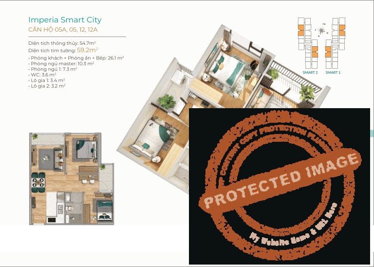 Hình ảnh, Layout Thiết kế căn hộ 05, 5A, 12, 12A Chung cư Imperia Smart City